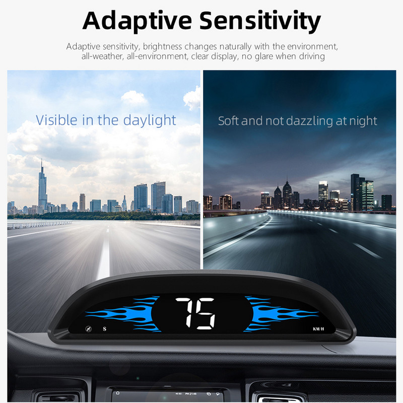 Fekete, felhasználóbarát Head-Up kijelzős autós kiegészítők - Anyagok Autóelektronika Kiegészítők Sebességmérő Túllépés