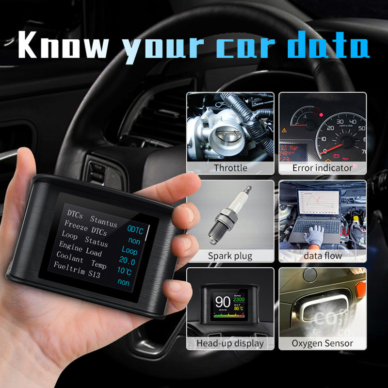 Intelligens Head Up kijelző 2,2 hüvelykes digitális OBDII sebességmérő autós Head Up kijelző sebesség és távolság kijelzővel