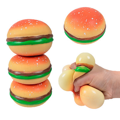 Burger Stress Ball 3D Hamburger Toys Αισθητήριο παιχνίδι σιλικόνης αποσυμπίεσης σιλικόνης συμπίεσης μπάλας