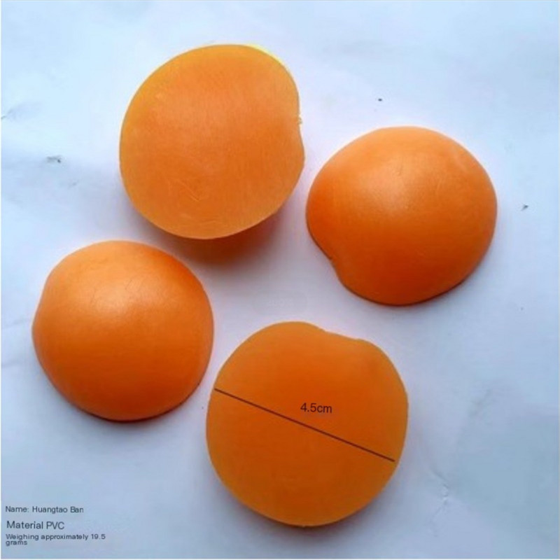 Műanyag szimulációs modell Gyümölcs blokk sárga őszibarack hamis étel Diy mesterséges szelet kellékek Kanál golyó négyzet alakú narancs torta fagylalt