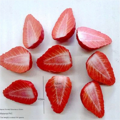 Πλαστικό μοντέλο προσομοίωσης φρούτων Φράουλα ψεύτικο φαγητό diy Τεχνητά κομμένα στηρίγματα λευκό Square Ding Green Cake Ice Cream Decorat