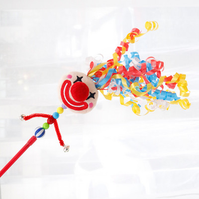 Νέος κλόουν αστεία γάτα ραβδί γάτα παιχνίδια διαδραστικά κουδούνια για μαλλιά κορίτσι αστεία γάτα κοντάρι γατάκι που παίζει ραβδί παιχνιδιών για γάτα