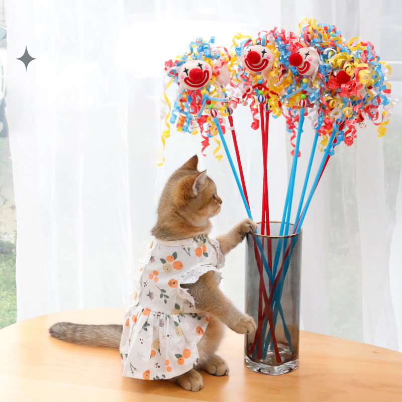 Új bohóc, vicces macskabotos macskajátékok, interaktív szőrlabdacsengők, lányok, vicces macskarudak, cica, ugrató pálca játék macska kellékek