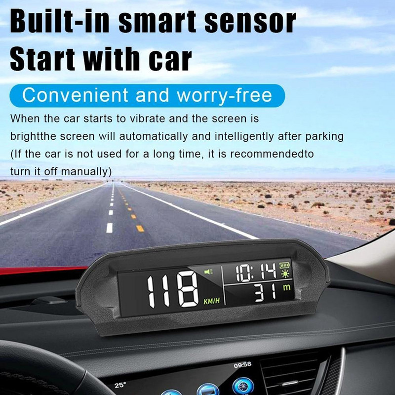HUD Vezeték nélküli Head Up kijelző GPS Sebességmérő Óra Magasság USB univerzális töltőtartozékok Temp Solar Digital Automotive K2X4
