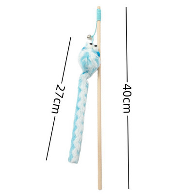 Παιχνίδι γάτα βελούδινο ραβδί τρέιζερ γάτας με διαδραστικό παιχνίδι Bell Cat Αστεία προσομοίωση ράβδου ποντικιού Teaser ραβδί για κατοικίδια ζώα προμήθειες για γάτες