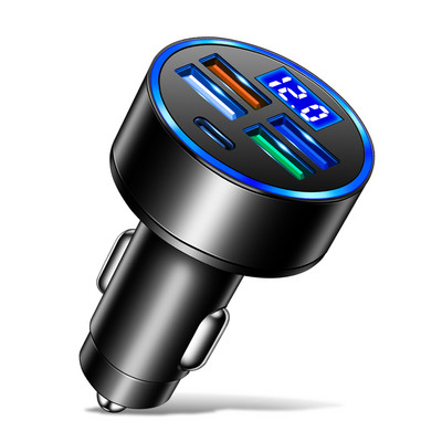 3.1A 4 USB autolaadija sigaretisüütaja adapter PD-tüüpi C auto USB-laadija LED-kiirlaadimisega nutitelefoni mobiiltelefoni jaoks