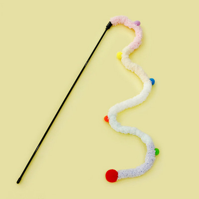 Macskajáték toll Macska ugrató pálca macska interaktív játékok Vicces hernyó Színes rúd karácsonyi hajlabda ugrató pálca kisállat kellékek