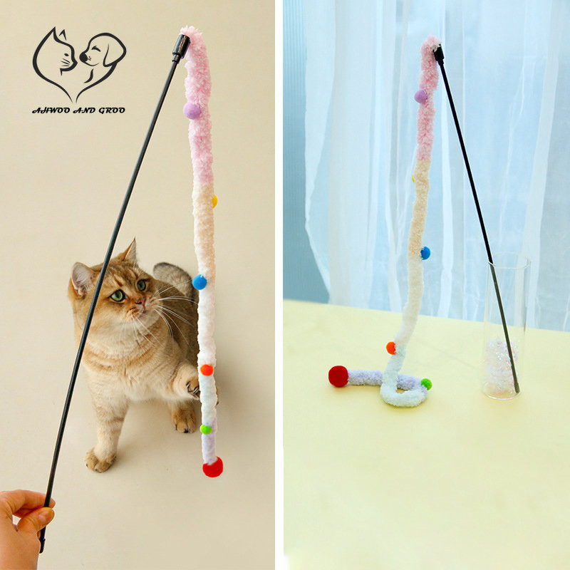 Macskajáték toll Macska ugrató pálca macska interaktív játékok Vicces hernyó Színes rúd karácsonyi hajlabda ugrató pálca kisállat kellékek