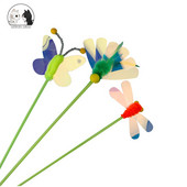 Διαδραστική προπόνηση Feather Butterfly Funny Cat Stick Χαριτωμένα παιχνίδια εντόμων για γάτες Smiley Teasing Wand Kitten Fishing Rod Pet Supplies