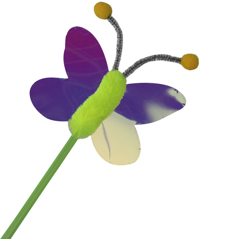 Interaktív tréning toll pillangó Vicces macskabot Aranyos rovar macskajátékok Smiley Incselkedő pálca Cica horgászbot Kisállatkellékek