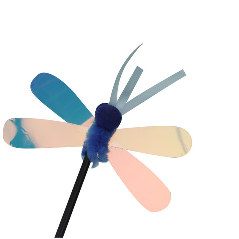 Interaktív tréning toll pillangó Vicces macskabot Aranyos rovar macskajátékok Smiley Incselkedő pálca Cica horgászbot Kisállatkellékek