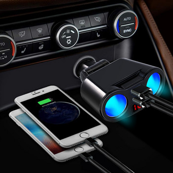 3.1A USB зарядно за кола, двойно гнездо за запалка, сплитер за телефон, таблет, DVR захранващ адаптер, автомобилна електроника с LCD дисплей