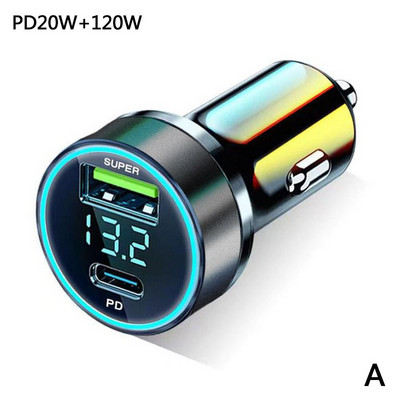 Φορητός φορτιστής αυτοκινήτου PD 20W Τύπος C USB 120W Super Fast Charge Adapter για IPhone 14 Pro Max For Huawei Car Repter Splitter