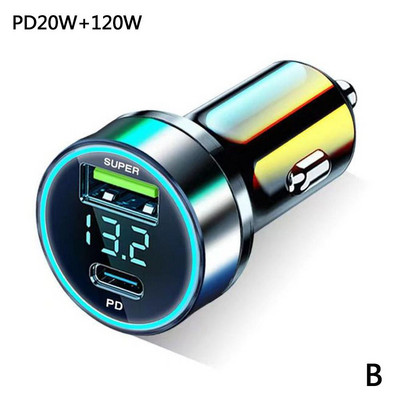 Φορητός φορτιστής αυτοκινήτου PD 20W Τύπος C USB 120W Super Fast Charge Adapter για IPhone 14 Pro Max For Huawei Car Repter Splitter
