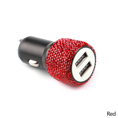 Kahe USB-ga auto sigaretisüütaja autolaadija adapter kivikristallidega laadija USB-pistik Bling autotarvikud iPhone Xiaomi jaoks