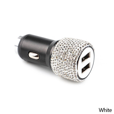 Kahe USB-ga auto sigaretisüütaja autolaadija adapter kivikristallidega laadija USB-pistik Bling autotarvikud iPhone Xiaomi jaoks