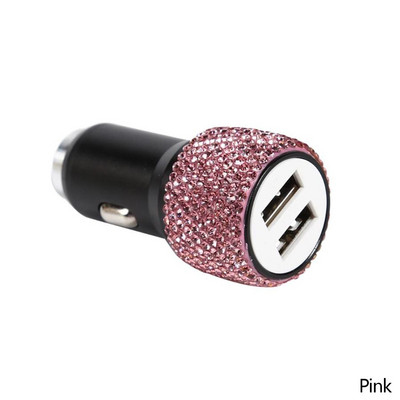 Kahe USB-ga auto sigaretisüütaja autolaadija adapter kivikristallidega laadija USB-pistik Bling autotarvikud iPhone Xiaomi jaoks