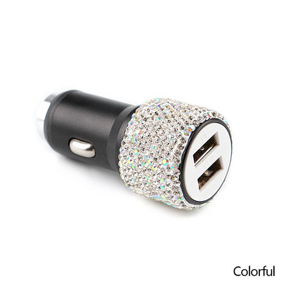 Kahe USB-ga auto sigaretisüütaja autolaadija adapter kivikristallidega laadija USB-pistik Bling autotarvikud iPhone Xiaomi jaoks