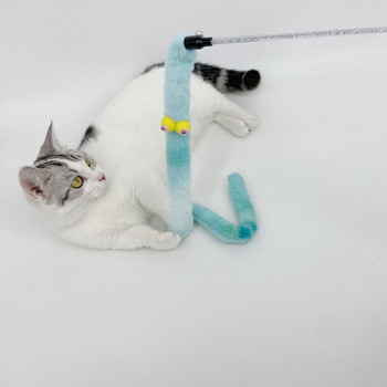 Caterpillar Cat Toy Feather Παιχνίδι για γάτα Ραβδί γάτα Διαδραστικό παιχνίδι Αστείο βελούδινο πολύχρωμο ραβδί Teaser Ράβδος ράβδου κατοικίδιων ζώων Προμήθειες για γάτες