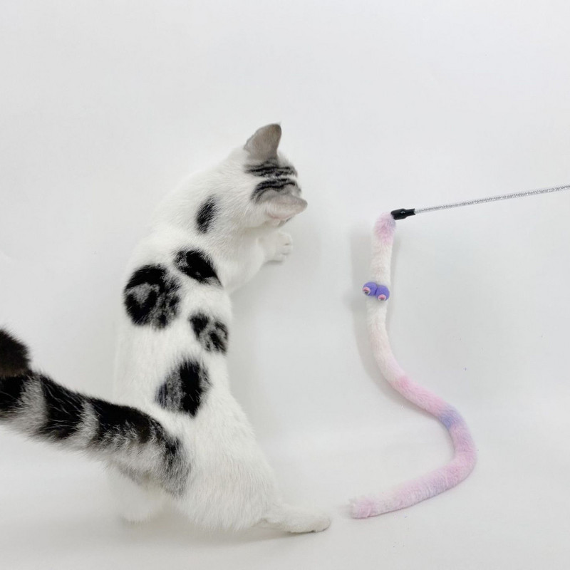 Caterpillar Cat Toy Feather Παιχνίδι για γάτα Ραβδί γάτα Διαδραστικό παιχνίδι Αστείο βελούδινο πολύχρωμο ραβδί Teaser Ράβδος ράβδου κατοικίδιων ζώων Προμήθειες για γάτες