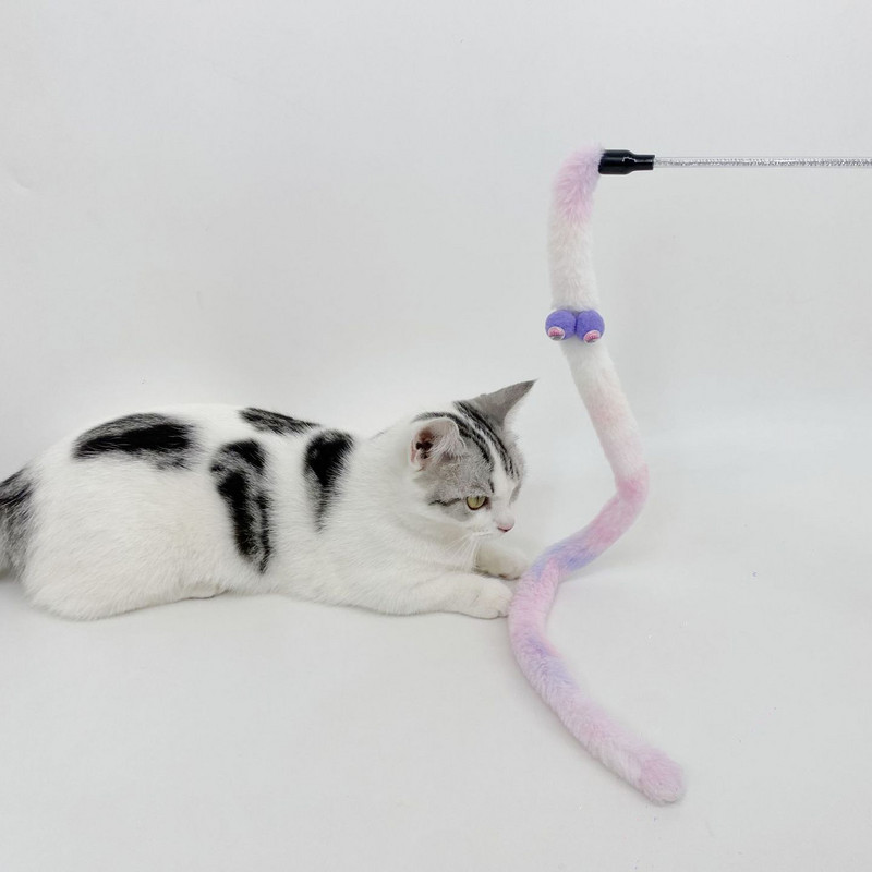 Caterpillar Cat Toy Feather Παιχνίδι για γάτα Ραβδί γάτα Διαδραστικό παιχνίδι Αστείο βελούδινο πολύχρωμο ραβδί Teaser Ράβδος ράβδου κατοικίδιων ζώων Προμήθειες για γάτες