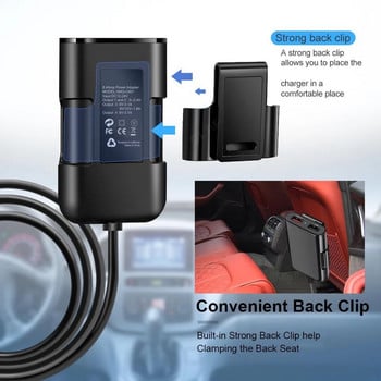 Зарядно за кола 40W Двоен USB шунт Qc3.0 Бързо зарядно за кола 1 до 4 Адаптер за зареждане на предната задна седалка 4 USB многопортово зареждане с кабел