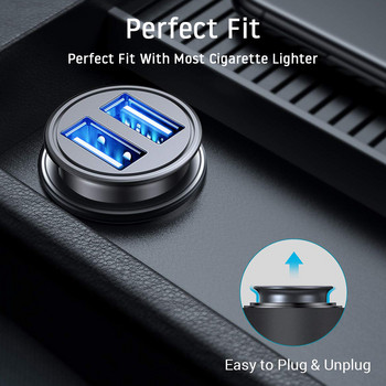 Car Truck Dual 2 Port USB Mini Charger Adapter για iPhone 7 Plus 6 5S 4s Huawei P10 Samsung Galaxy S8 S7 celular Μαύρο 12V Power