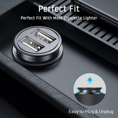 Car Truck Dual 2 Port USB Mini Charger Adapter за iPhone 7 Plus 6 5S 4s Huawei P10 Samsung Galaxy S8 S7 celular Черен 12V Захранване