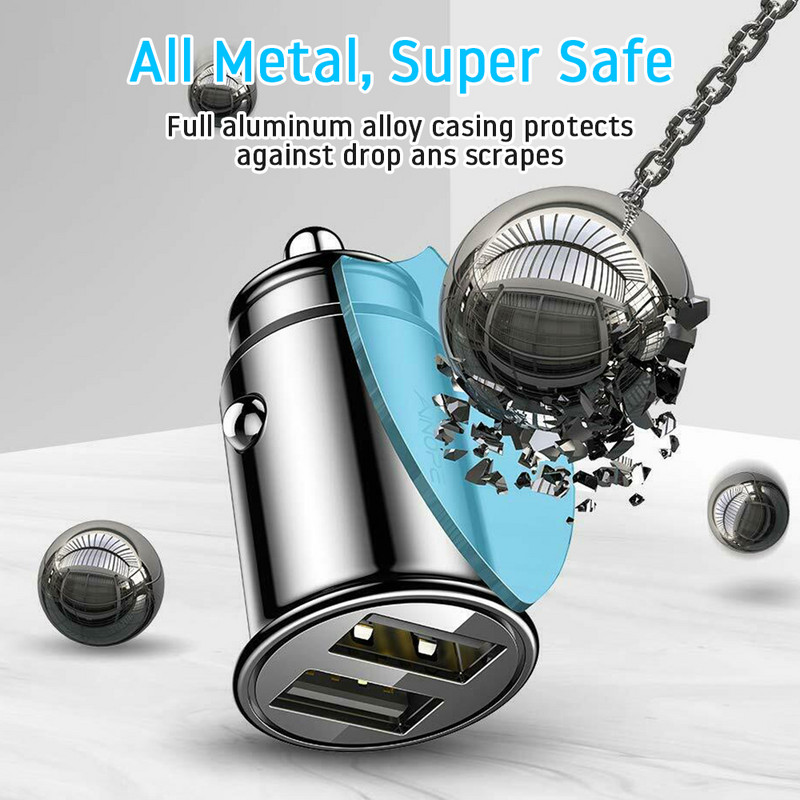 Car Truck Dual 2 Port USB Mini Charger Adapter για iPhone 7 Plus 6 5S 4s Huawei P10 Samsung Galaxy S8 S7 celular Μαύρο 12V Power