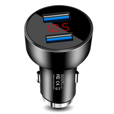 2A 5V autós töltő 3 portos gyorstöltés Samsung Huawei Iphone 11 8 Plus univerzális alumínium dupla USB autós töltő adapterhez