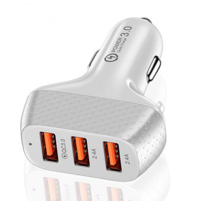 2A 5V autós töltő 3 portos gyorstöltés Samsung Huawei Iphone 11 8 Plus univerzális alumínium dupla USB autós töltő adapterhez
