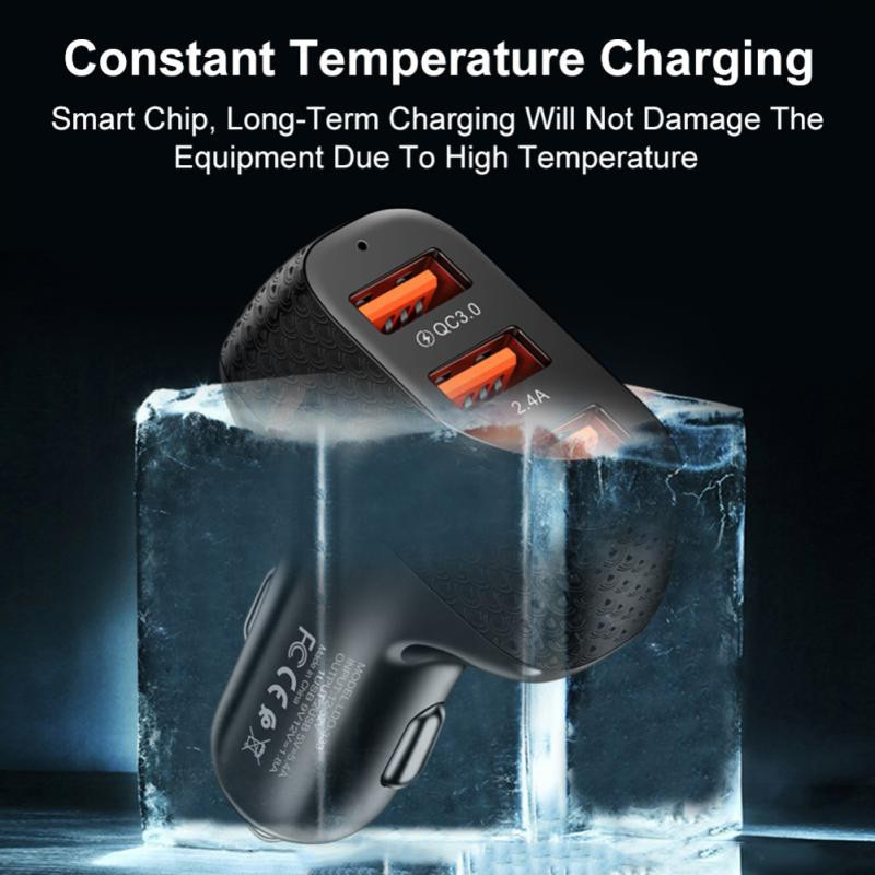 2A 5V autós töltő 3 portos gyorstöltés Samsung Huawei Iphone 11 8 Plus univerzális alumínium dupla USB autós töltő adapterhez
