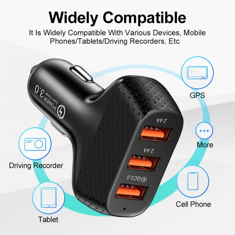 2A 5V autós töltő 3 portos gyorstöltés Samsung Huawei Iphone 11 8 Plus univerzális alumínium dupla USB autós töltő adapterhez