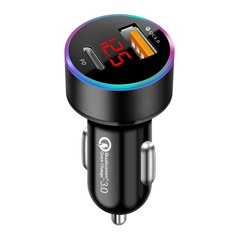 Αντιολισθητικό tablet Φως περιβάλλοντος USB C Αναπτήρας Μίνι φορτιστής αυτοκινήτου Γρήγορη φόρτιση 2 θυρών Αξεσουάρ Τηλέφωνο Universal