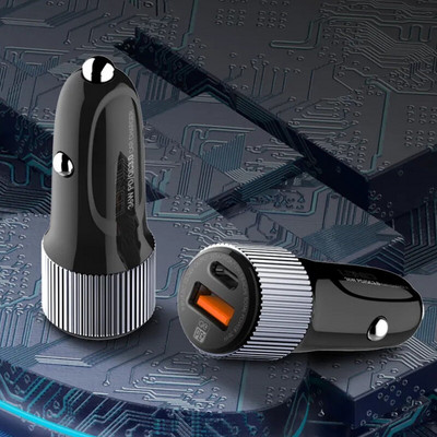 Kétportos 36 W-os autós töltő PD+QC3.0 töltéssel mobil eszközökhöz