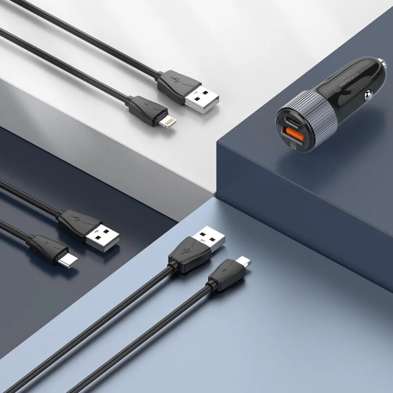 Kétportos 36 W-os autós töltő PD+QC3.0 töltéssel mobil eszközökhöz