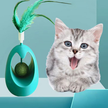 Интерактивни играчки за котки Забавна симулация Feather Cat Tumbler Toys for Kitten Catnip Ball Teaser Toy Chew Molars Pet Cats Supplies