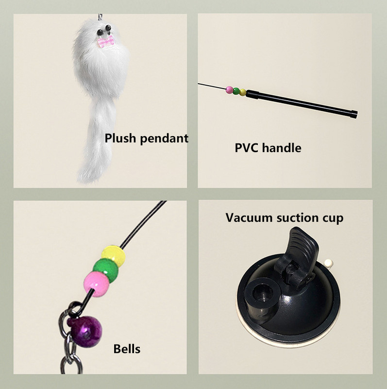 Új Pet Cat Vicces Cat Stick acélhuzalos vákuumszívó pohár Vicces Cat Stick kézi adszorpciós 2 az 1-ben interaktív magas kedvenc játék