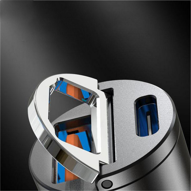 30 W autós töltő USB gyorstöltő QC 3.0 gyorstöltő C típusú PD töltőadapter cigarettacsatlakozó öngyújtó mobiltelefon töltő