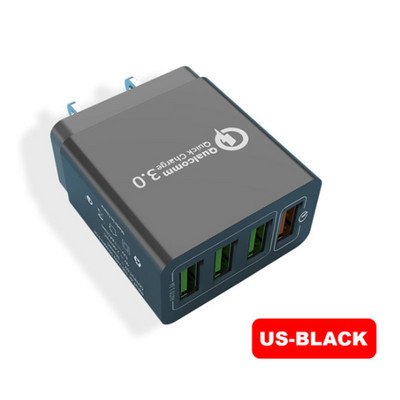 QC3.0 Γρήγορη φόρτιση 4USB πολλαπλών θυρών 5V/9V/12V Νέος φορτιστής ταξιδιού American Standard European Standard Quick Charging Qc3.0