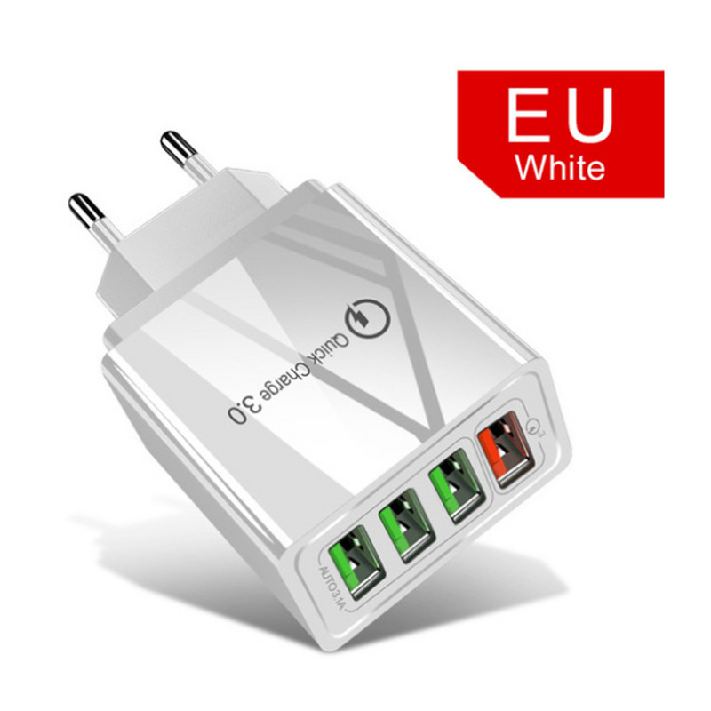 QC3.0 Γρήγορη φόρτιση 4USB πολλαπλών θυρών 5V/9V/12V Νέος φορτιστής ταξιδιού American Standard European Standard Quick Charging Qc3.0