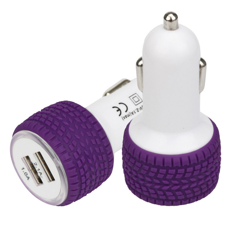 Δωρεάν αποστολή Auto Extension 2.1A/1.0A Mini Wheel shape Dual 2 Port 12V USB Auto In Car Charger Adapter Αξεσουάρ αυτοκινήτου Νέο