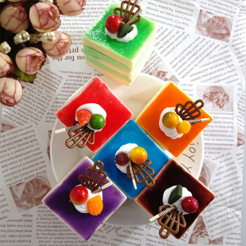 5×5×5,5cm Προσομοίωση PU Square Fruit Sandwich Cake for Dessert Shop Promotion Sample Shooting Supplies Accessory Cake Fake Food