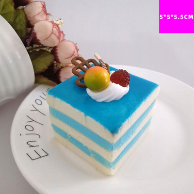 5×5×5,5cm Προσομοίωση PU Square Fruit Sandwich Cake for Dessert Shop Promotion Sample Shooting Supplies Accessory Cake Fake Food