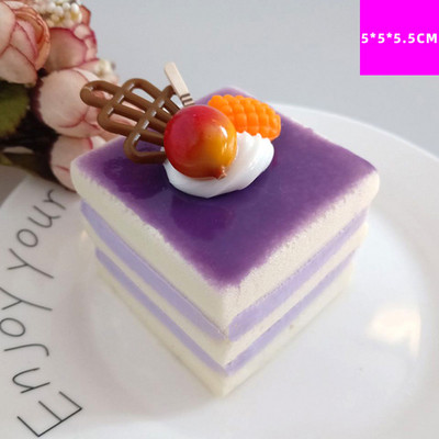 5×5×5,5cm Προσομοίωση PU Square Fruit Sandwich Cake for Dessert Shop Promotion Sample Shooting Supplies Accessory Cake Fake Food