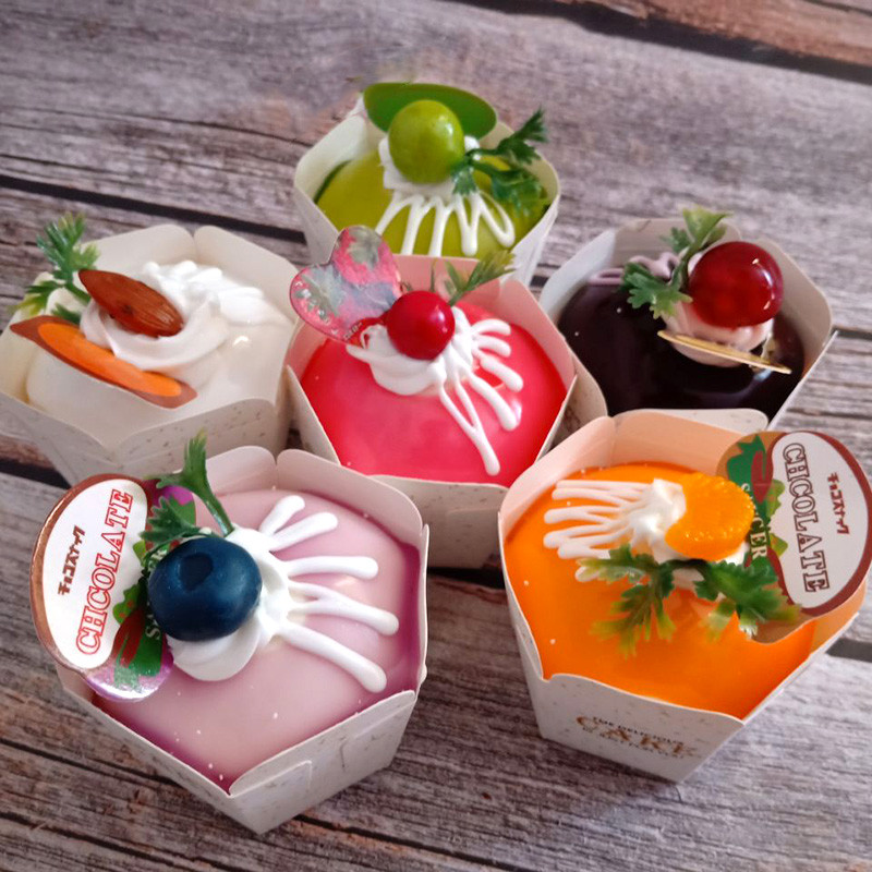 1db szimulációs tortamodell Hatszögletű papírpohár desszert kenyér étel Születésnapi esküvői fotó kellékek Díszíts cukrászdában minta kijelző