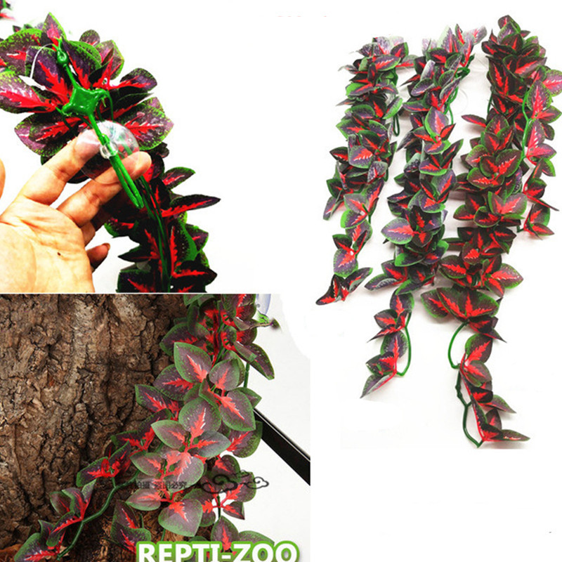 Ερπετό Terrarium Φυτική Διακόσμηση Ερπετόφυτα με βεντούζα για αμφίβια σαύρα Φίδι αναρρίχησης κατοικίδιων ζώων Δεξαμενή Διακόσμηση βιότοπων