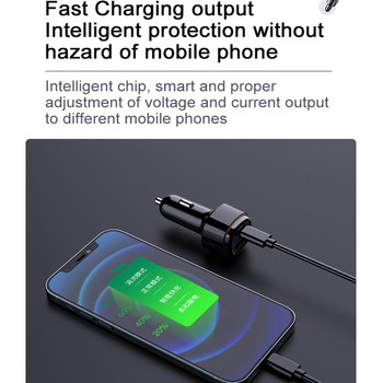 Dual USB QC 3.0 PD20W Car Charge Quick Mini Fast Charging за iPhone 11 Xiaomi Huawei Адаптер за зарядно за мобилен телефон в кола