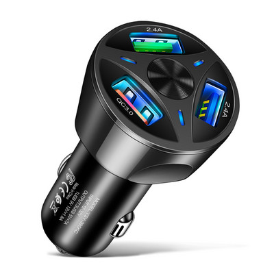 Autolaadija USB kiirlaadimine QC3.0 pordid auto sigaretisüütaja adapter iPhone`i jaoks Samsung Huawei Xiaomi QC autotelefoni laadimine