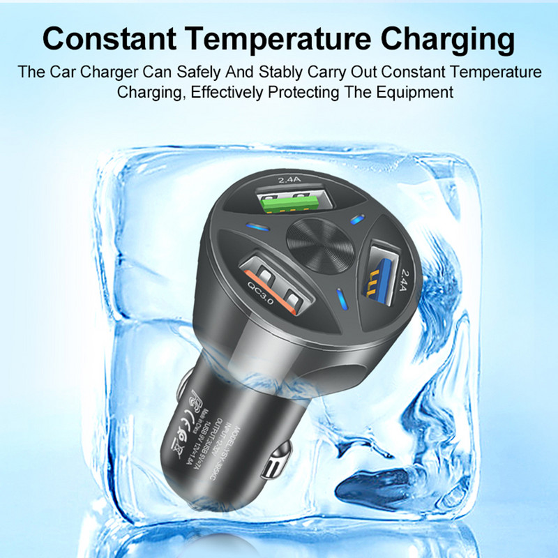 Autós töltő USB gyorstöltő QC3.0 portok autós szivargyújtó adapter iPhone-hoz Samsung Huawei Xiaomi QC autós telefon töltés